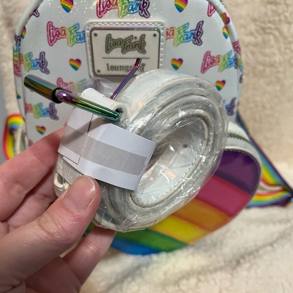 New Lisa Frank Loungefly Rainbow Heart Mini Backpack with Waist Bag - Picture 8 of 14